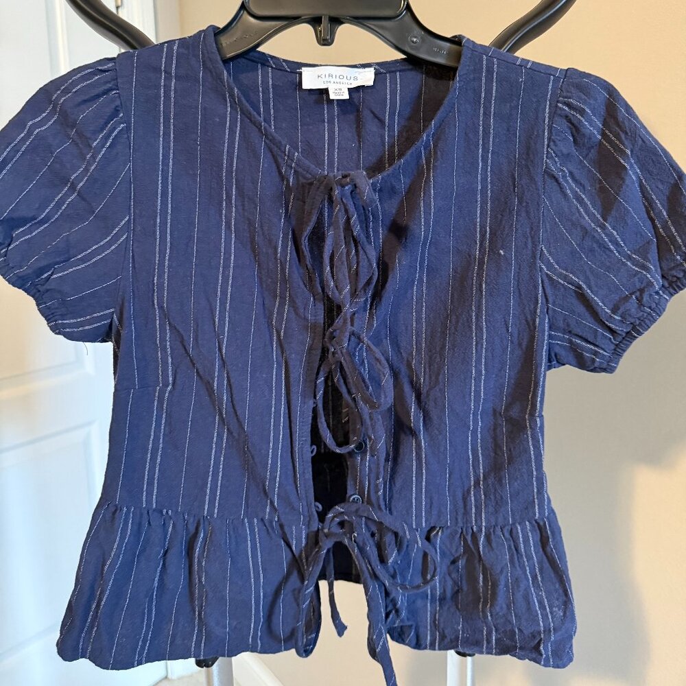 Kirious Los Angeles XS Navy striped Top Front Tie